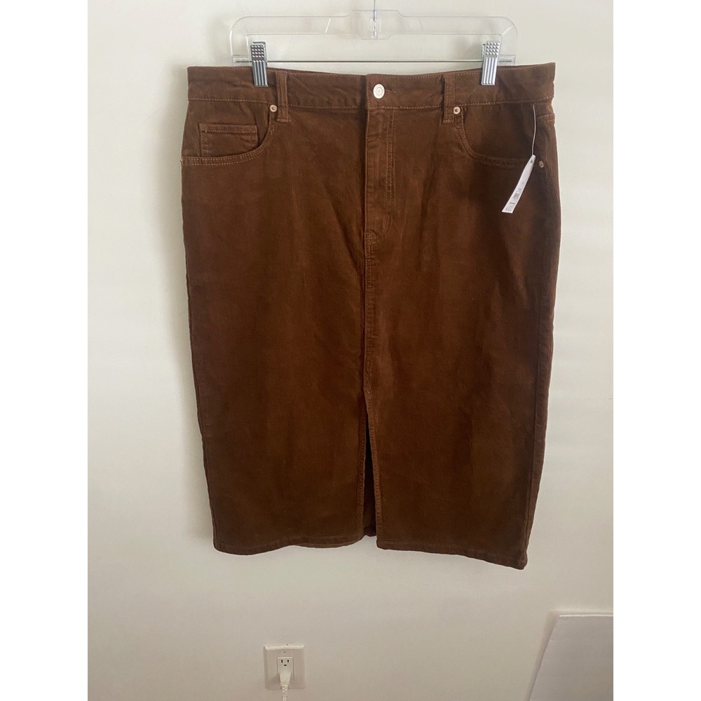 Womens Corduroy Midi Skirt Warm Coffee Brown Size 14 Western Equestrian